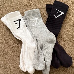 Gymshark Athletic Socks - Black, Gray, White